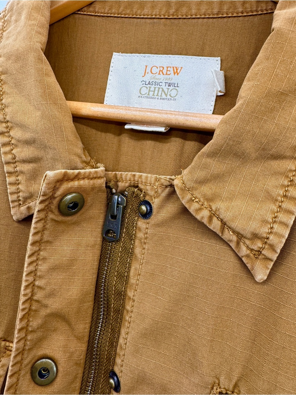 J. Crew Classic Twill Chino Utility Jacket Camel Tan Size Large Safari Preppy - Picture 10 of 10